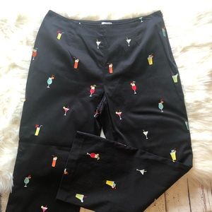 Think Tank Black Cocktail Embroidered Crop Pants